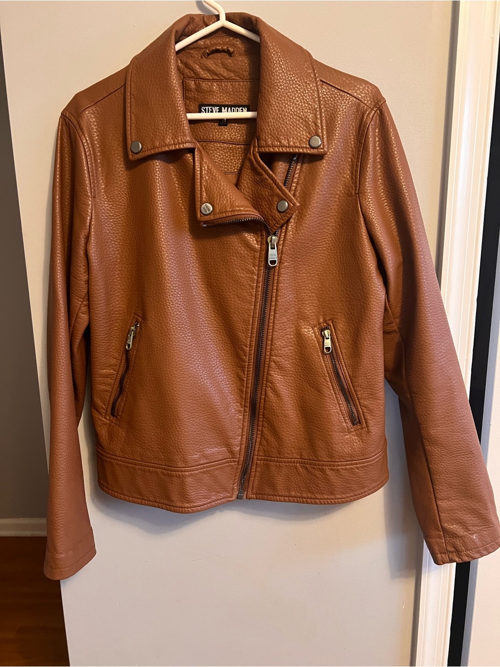 Steve Madden Cognac Faux Leather Moto Jacket